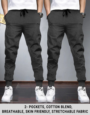 TRIPR Solid Men Grey Track Pants