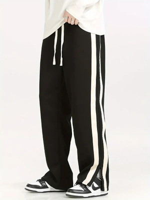 Leriya Fashion Striped Men Black Track Pants