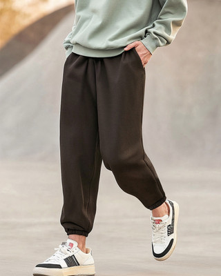 BEWAKOOF Solid Men Brown Track Pants