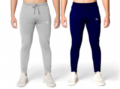 LOTEX Solid Men Grey, Blue Track Pants
