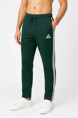 Kcollectionk Solid, Striped Men Dark Green Track Pants