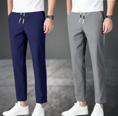 tanishkahub Solid Men Grey, Blue Track Pants