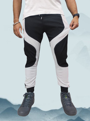 RusticBlooms Self Design Men Black, White Track Pants