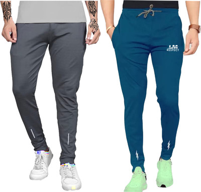 LOOKMARK Printed Men Grey, Blue Track Pants