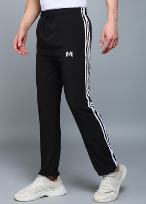 mank D Striped Men Black Track Pants
