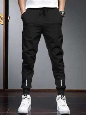 PS Traders Solid Men Black Track Pants
