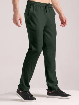 Valley Solid Men Dark Green Track Pants