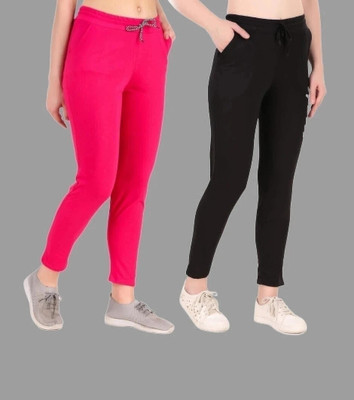 SEAPRINT Solid Women Pink, Black Track Pants