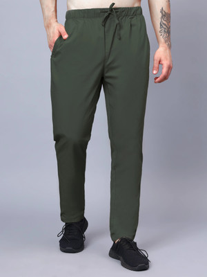 HAUWER Solid Men Olive Track Pants