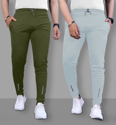 Pink Formal Solid Men Olive, Green Track Pants