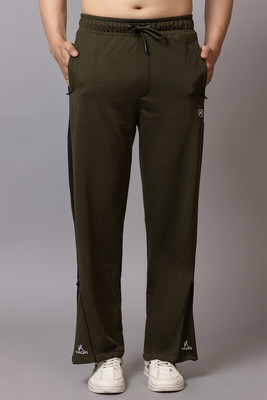 Yaqr Colorblock Men Olive Track Pants