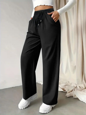 Dockstreet Solid Women Black Track Pants
