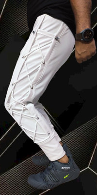 RusticBlooms Self Design Men White Track Pants