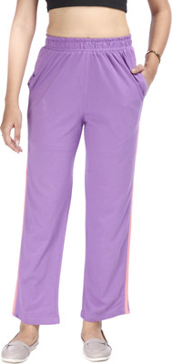 E-MAX Solid Women Purple Track Pants