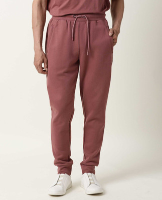 Rare Rabbit Solid Men Pink Track Pants
