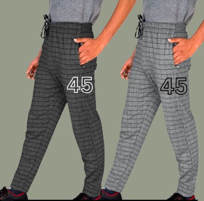 RK Costing Checkered Men Grey, Black Track Pants