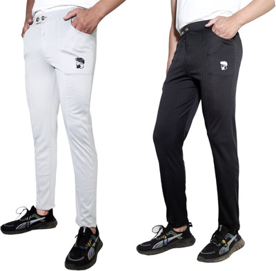 XFOXX Solid Men Black, Grey Track Pants
