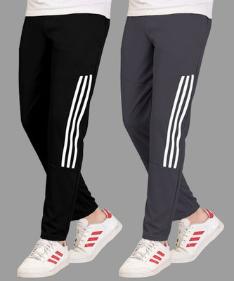 Cronix Striped Men Black, Grey Track Pants