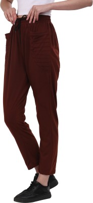 Fashionable Solid Women Brown Track Pants