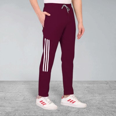 Covetvolo Designer Striped Men Purple Track Pants