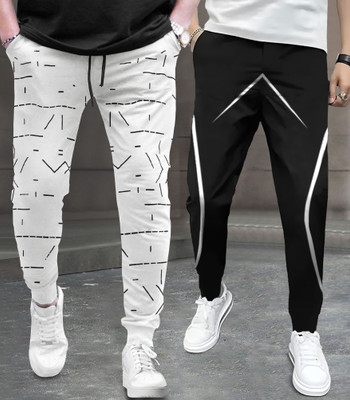 TRIPR Printed Men White, Black Track Pants