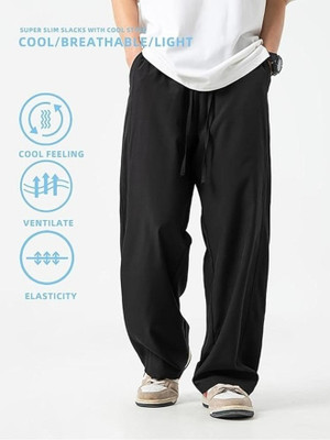 Pricha Solid Men Black Track Pants