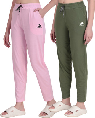 SEAPRINT Solid Women Pink, Light Green Track Pants