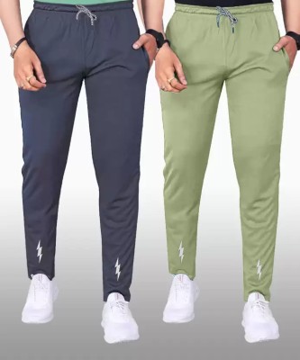 MSREALSON Self Design Men Grey, Light Green Track Pants