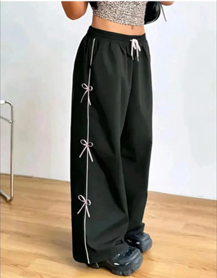 AVNI ENTERPRISESA Solid Women Black Track Pants