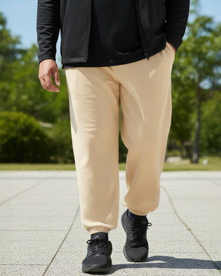 BEWAKOOF Solid Men Beige Track Pants