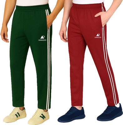 Diwazzo Graphic Print Men Green, Maroon Track Pants