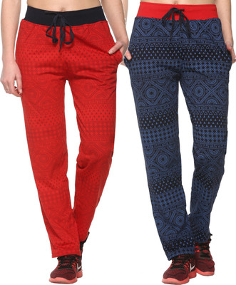 Weboasis Printed Women Dark Blue, Red Track Pants