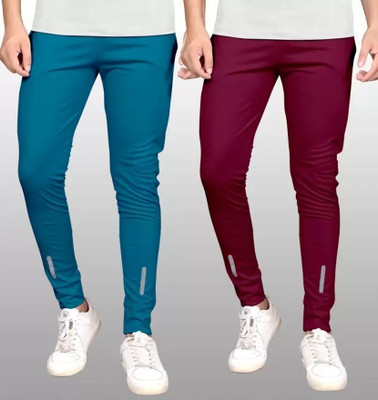 FLYENZA Solid Men Blue, Maroon Track Pants