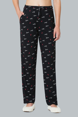 VAN HEUSEN Allover Print And Functional Pocket Printed Women Black Track Pants