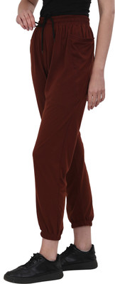 Fashionable Self Design Women Brown Track Pants