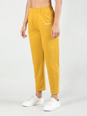 CHKOKKO Solid Women Yellow Track Pants