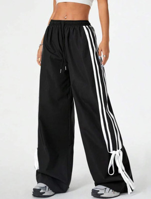 STYLE BEURUA Striped Women Black Track Pants