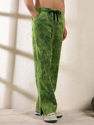 FUGAZEE Washed Men Green Track Pants