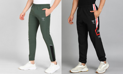 YUNEK Solid Men Green, Black Track Pants