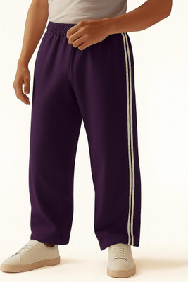 Mitita Fashion Solid, Striped Men Purple Track Pants
