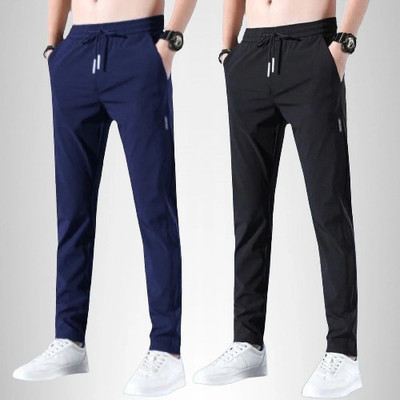 FICKA Solid Men Blue, Black Track Pants