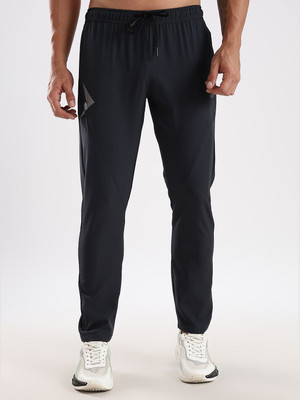 24 Street Solid Men Black Track Pants