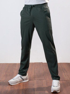 Damensch Solid Men Green Track Pants