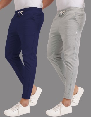 FOXTER Solid Men Blue, Silver Track Pants