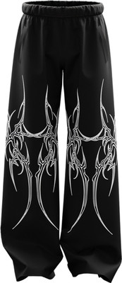 GENRAGE Printed Men & Women Black Track Pants