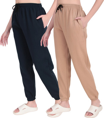 STYOXA Solid Women Dark Blue, Beige Track Pants