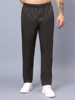 HAUWER Solid Men Brown Track Pants