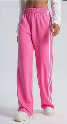 LUGRANTHA Striped Women Pink Track Pants
