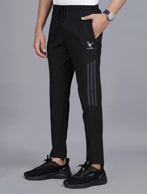 jorkk Striped Men Black Track Pants