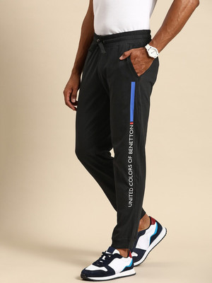 United Colors of Benetton Solid Men Black Track Pants